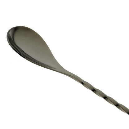 Dynore Stainless Steel Black Matt Teardrop Twisted Design Bar Spoon/Stirrer/Mixing Spoon