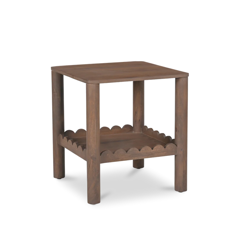 Indiana Scalloped Edge Solid Wood Accent Table – Modern Side Table