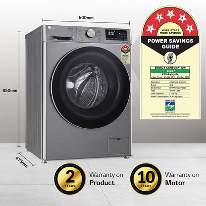 LG 10 kg 5 Star Fully Automatic Front Load Washing Machine (FHP1410Z7P.APSQEIL, Smart Diagnosis, Platinum Silver)