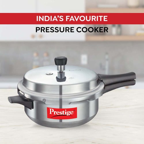 Prestige Popular Virgin Aluminium Pressure Cooker, (Silver)