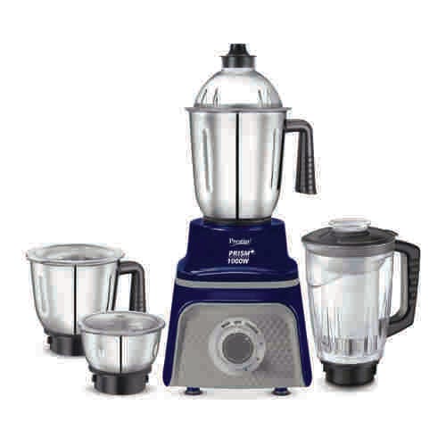 Prestige Prism Plus 1000W Mixer Grinder with 3 Stainless Steel Jars & 1.5L Transparent Juicer Jar – Wet 1.5L, Dry 1.0L, Chutney 450ml | Heavy Duty Motor