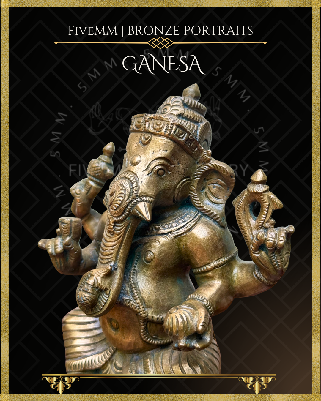Ganesa Panchaloha Bronze Icon - 10" Seated with arch