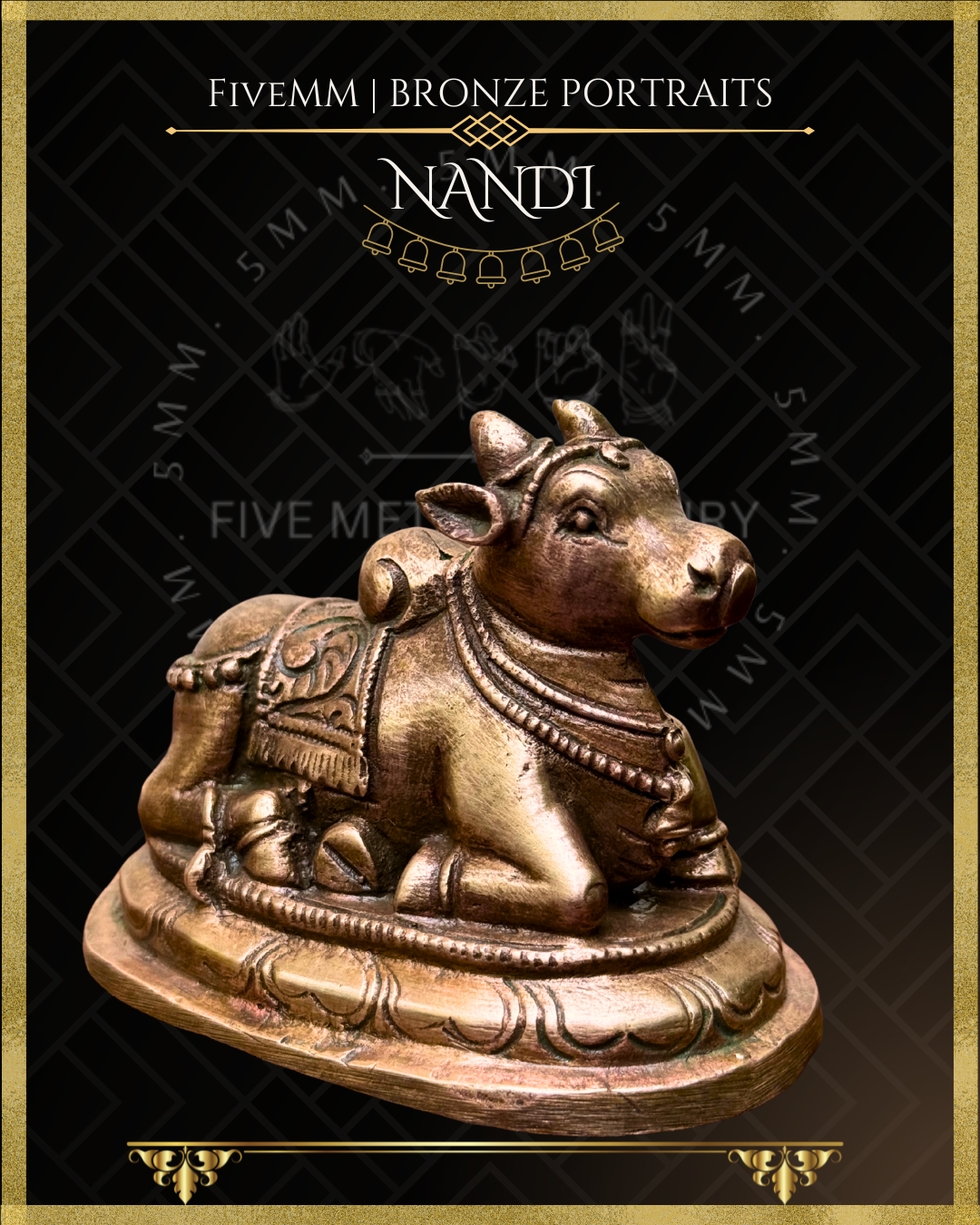 Nandi Panchaloha Bronze Icon - 2.25"