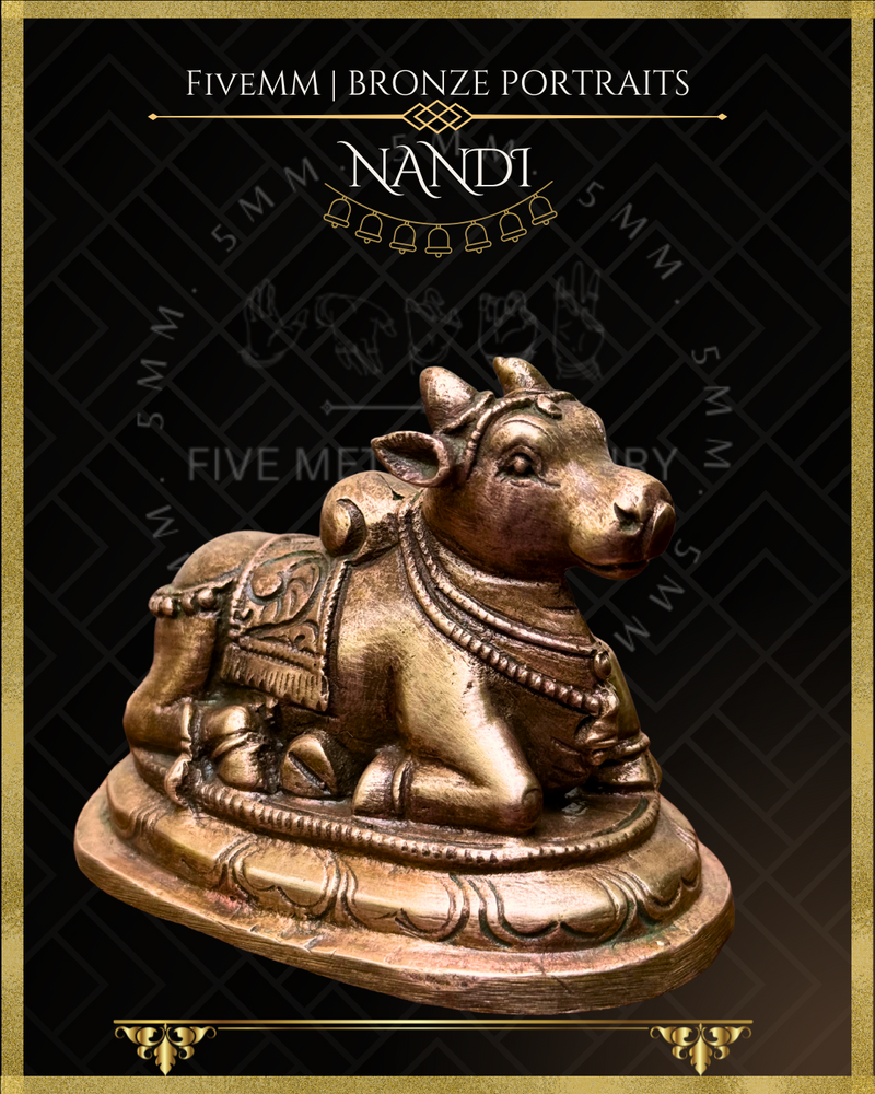 Nandi Panchaloha Bronze Icon - 2.25"