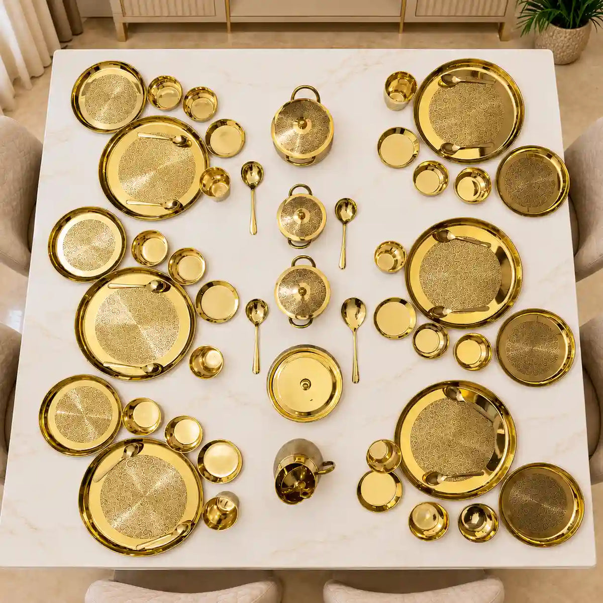 Brass Luxury/Premium Dinner Serving 57-Piece Set