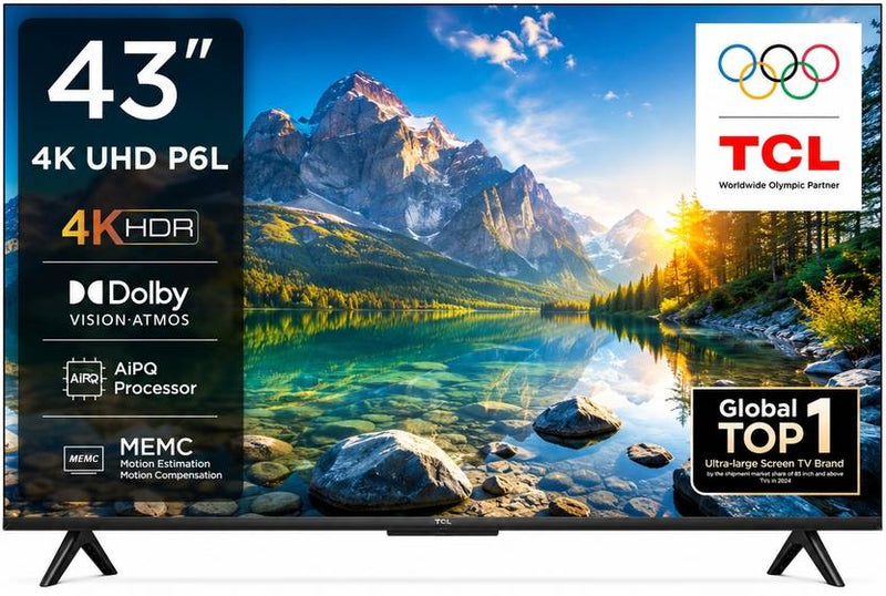 TCL P6L 108 cm (43 inch) Ultra HD (4K) LED Smart Google TV 2026 Edition with MEMC Dolby Vision-Atmos AipQ Processor Game Master HVA Panel & Metallic (43P6L/2026)-1