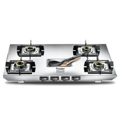 Prestige Stellora Stainless Steel L.P. Gas Stove (With Stainless Steel Body and 4 Unit Brass Burners)