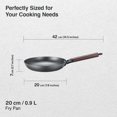 Prestige Castlite Nitride Cast Iron Fry Pan 20cm/0.9L, Rust-Proof, Chemical-Free + Prestige Castlite Lightweight Cast Iron Kadai 24cm/2.4L with Glass Lid, Enamel Coated, Gas & Induction, 15Y Warranty