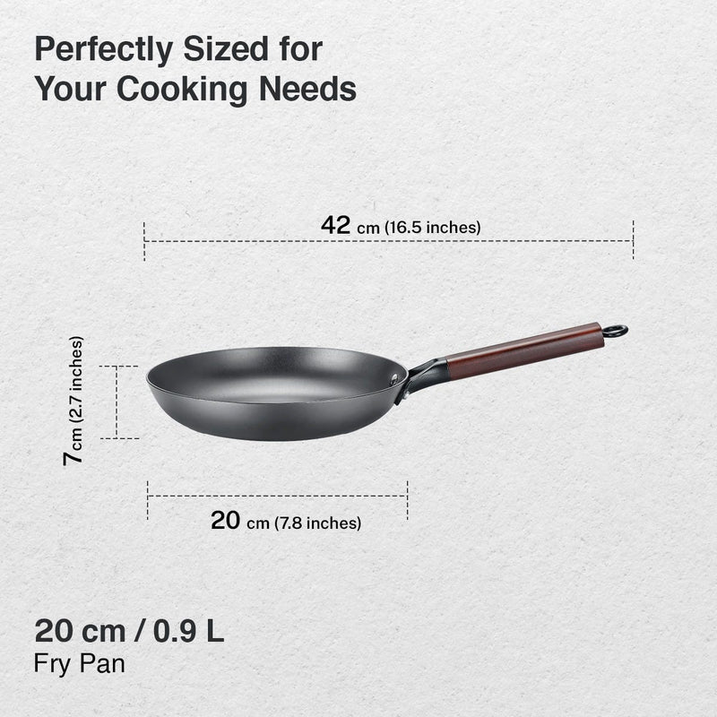 Prestige Castlite Nitride Cast Iron Fry Pan 20cm/0.9L, Rust-Proof, Chemical-Free + Prestige Castlite Lightweight Cast Iron Kadai 24cm/2.4L with Glass Lid, Enamel Coated, Gas & Induction, 15Y Warranty