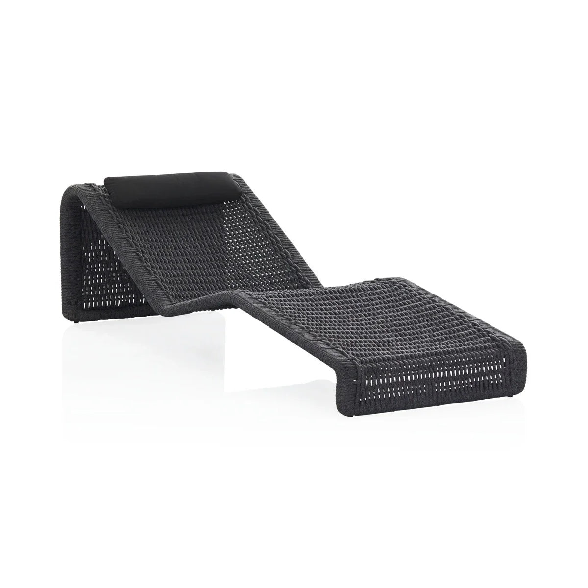 Adnet Outdoor Swimming Poolside Lounger Set of 2 (Black) Braided & Rope