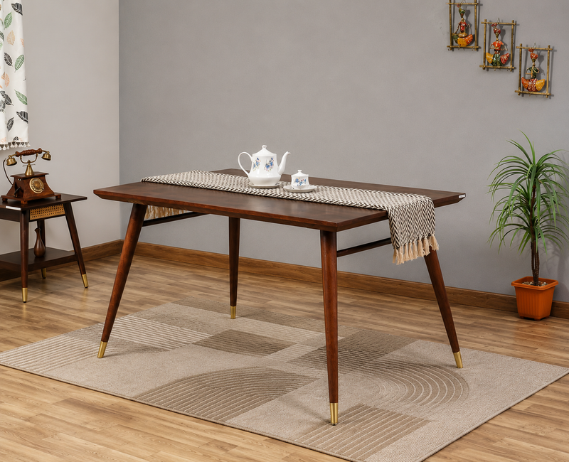 Ashton Solid Wood Rattan Cane Dining Table 4 Seater 