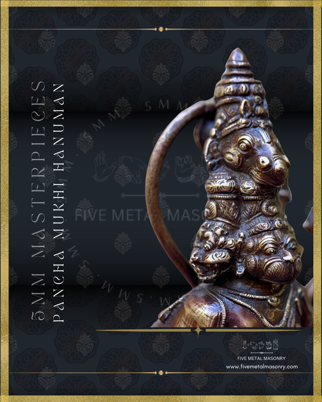 Pancha Mukhi Hanuman Panchaloha Bronze Icon - 12"-  Masterpieces Collection