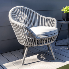 Faux Outdoor Patio Seating Set 2 Chairs and 1 Table Setc(Grey) Braided & Rope