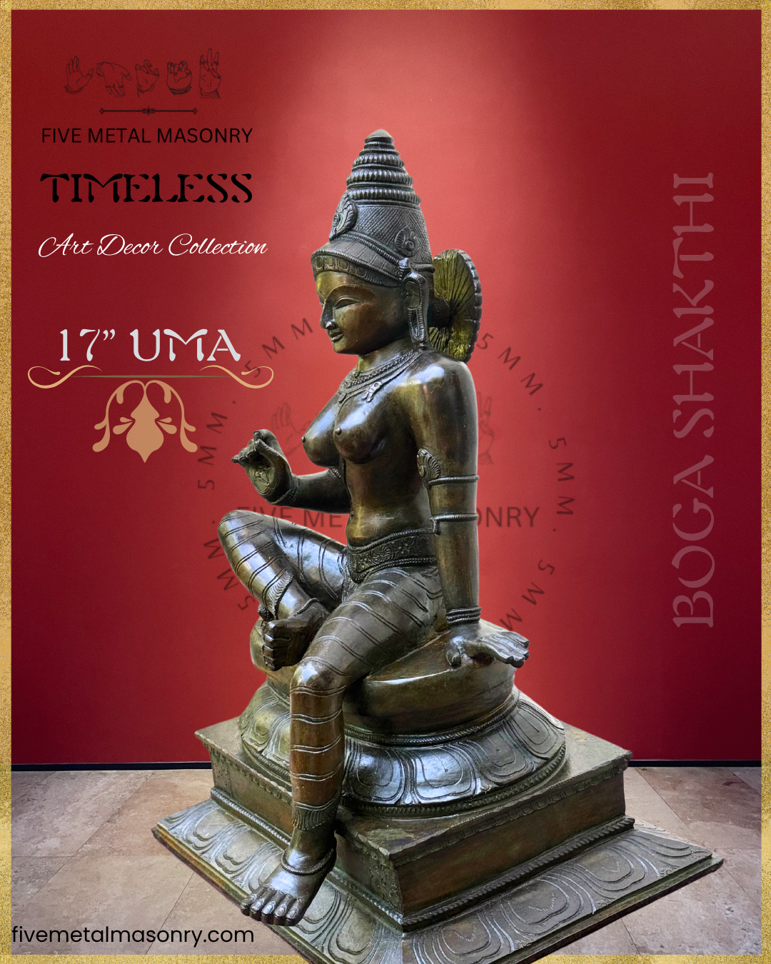 Parvati: Boga Shakti Panchaloha Bronze Icon - 17"- Timeless Collection