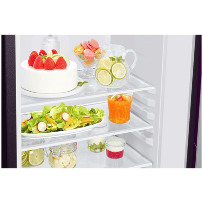 SAMSUNG Horizontal Curve 215 Litres 5 Star Direct Cool Single Door Refrigerator with Base Stand Drawer (RR23D2H259R/HL, Paradise Bloom Purple)