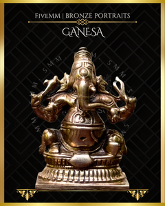 Ganesa Panchaloha Bronze Icon - 1.5" Seated (Trunk:Left) - Polished finish