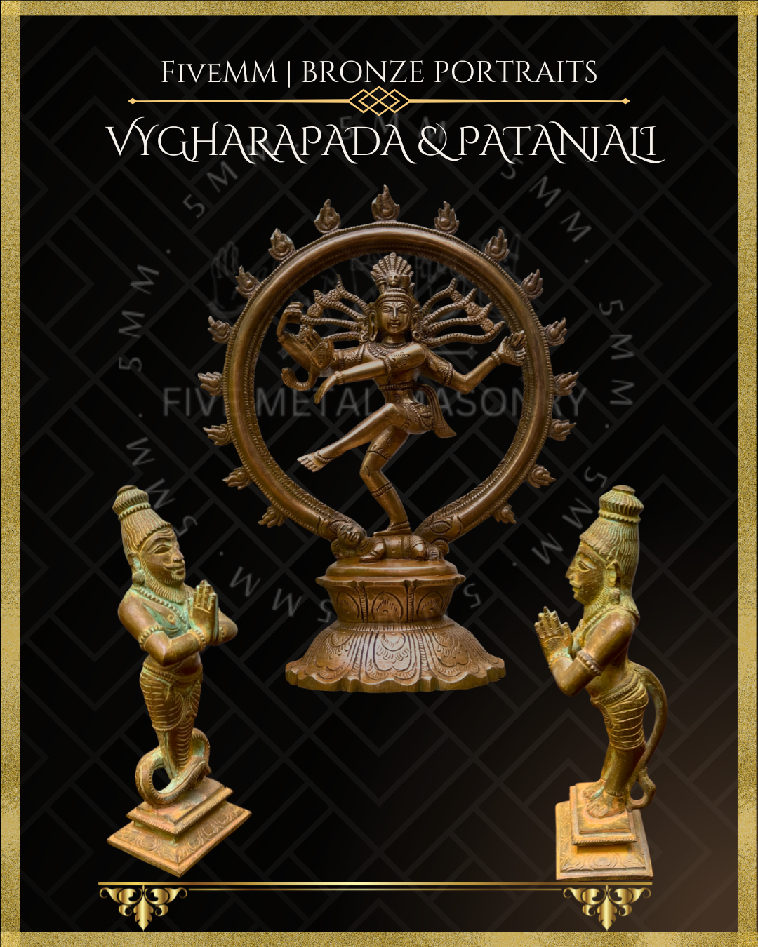 Vyghara-pada and Patanjali Panchaloha Bronze Icon Set - 6"