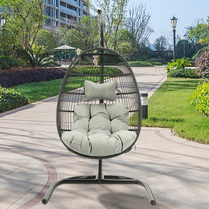 Canali Single Seater Hanging Swing With Stand For Balcony , Garden Swing (Black)