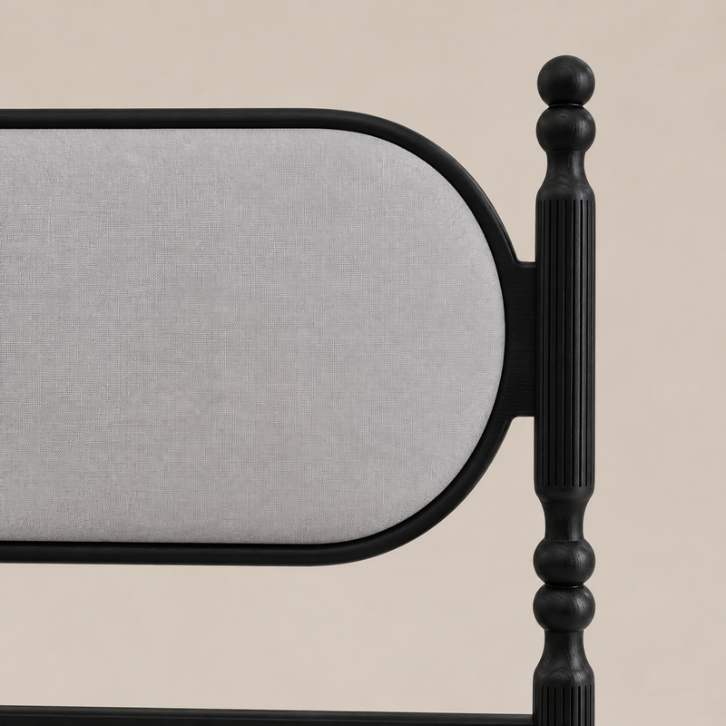 Kingsley Solid Wood Bed with Upholstered Headboard