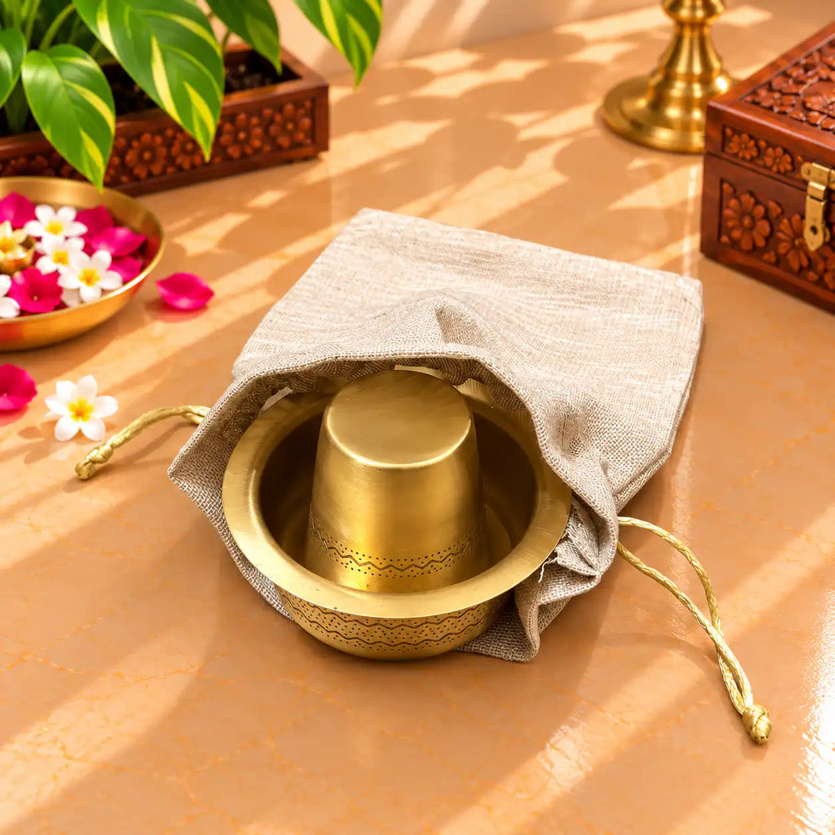 Brass Pooja Potli Gift Hamper: Bulk Corporate Gifting