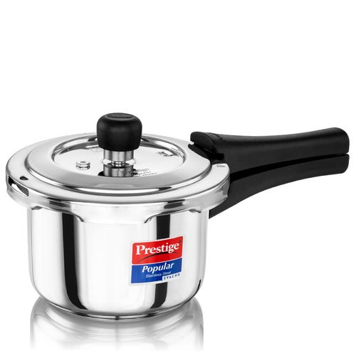 Prestige Svachh Popular Spillage Control Stainless Steel Pressure Cooker, (Silver) | Gas and Induction Compatible