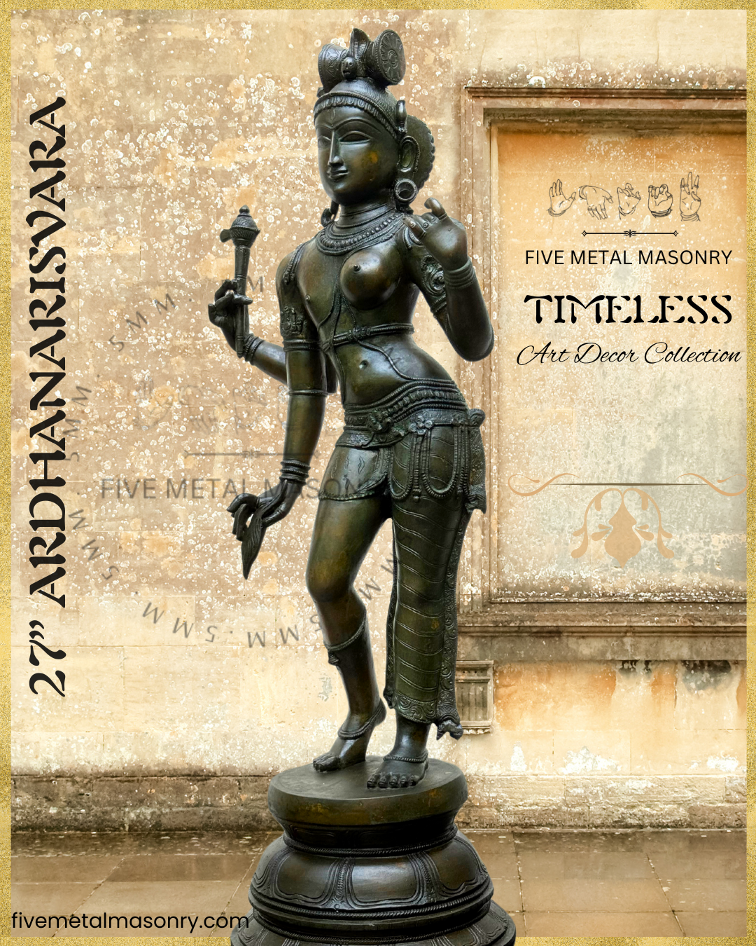 Ardhanarisvara Shiva Panchaloha Bronze Icon - 27" - Timeless Collection