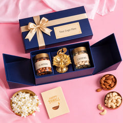 Brass Luxury Gift Hamper with Peacock Five Petal Diya