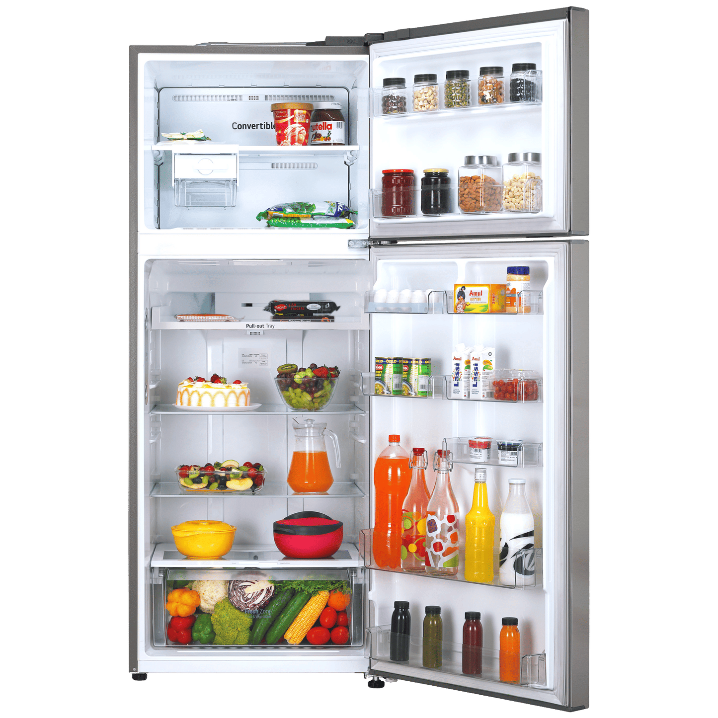LG 446 Litres 1 Star Frost Free Double Door Convertible Refrigerator with Door Cooling Plus Technology (GL-T502CPZR, Shiny Steel)
