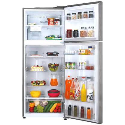LG 446 Litres 1 Star Frost Free Double Door Convertible Refrigerator with Door Cooling Plus Technology (GL-T502CPZR, Shiny Steel)