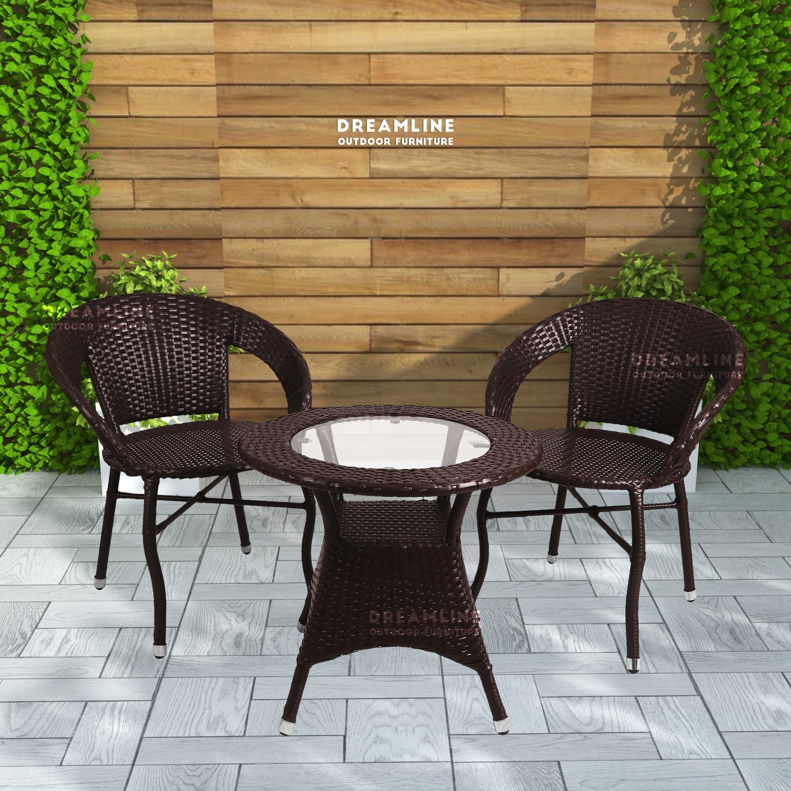 Thyme Outdoor Patio Seating Set 2 Chairs and 1 Table Set