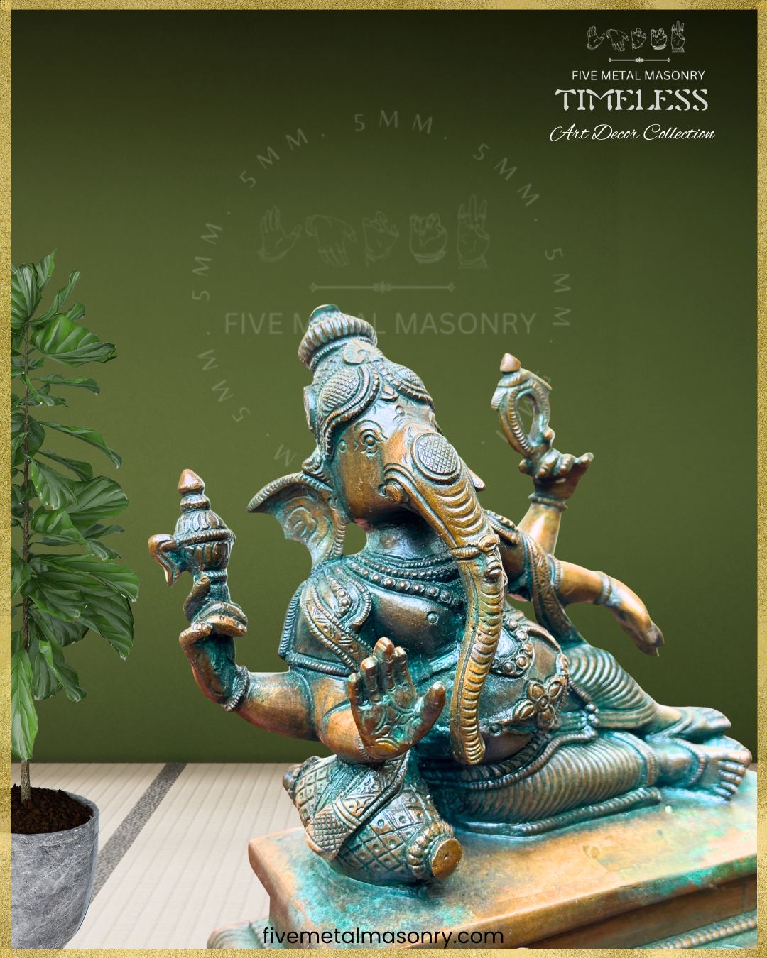 Sayana Ganesa Panchaloha Bronze Icon - 6.5" - Timeless Collection
