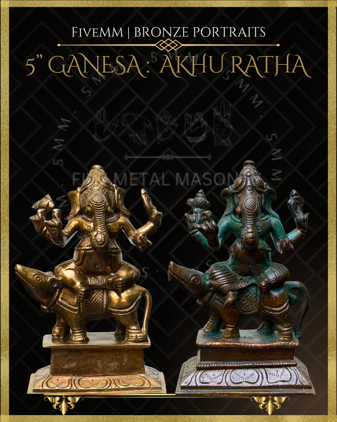 Ganesa on Mooshika Panchaloha Bronze Icon - 5"