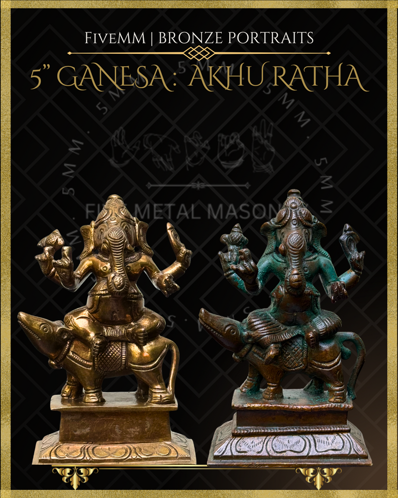 Ganesa on Mooshika Panchaloha Bronze Icon - 5"