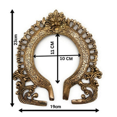 Bhunes Brass Hand-Carved Prabhavali Arch Frame with Kirtimukha – Wall Hanging for Pooja Room, Temple Backdrop, Murti Decor, Prabhawal for Home Mandir, Gold, 9 Inch, 1 Piece