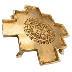 Bhunes Brass Abhishek Patra Plate, Somasutra Ritual Shower Peetam, Handcrafted Brass Mandir Chowki for Pooja, Gold, 12 Inch, 1 Piece