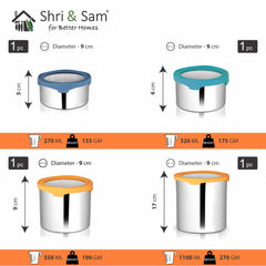 Stainless Steel 4 PCS Canister with Air Tight Lid Lock N Roll