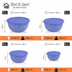 Stainless Steel 4 PCS Microwave Friendly Blue Storage Bowl Europa