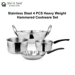Stainless Steel 4 PCS Heavy Weight Hammered Cookware Set