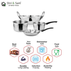 Stainless Steel 4 PCS Heavy Weight Hammered Cookware Set