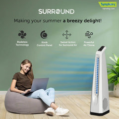 Surround White | Tower Fan | Knob Control | Bladeless Turbo ThrowTM (BLTT) Technology