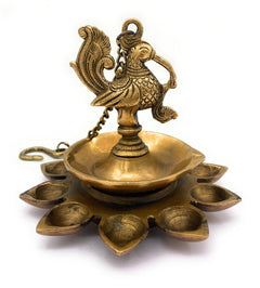 Brass Hanging Lamp Peetal Pittal Ceiling Lantern, Traditional Pitala Pendant Light, Antique Vellikal Jhoomar,Gold, 7 Inch, 1 Piece