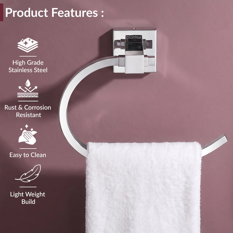 Plantex Aqua Heavy-Duty Stainless Steel Napkin Ring/Towel Ring/Napkin Holder/Towel Hanger/Bathroom Accessories (Chrome) - Pack of 1-4