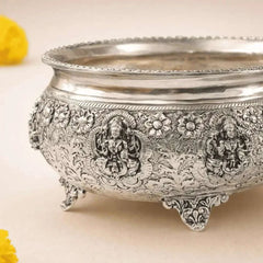 German Silver Ashtalakshmi Urli (4 Inch)