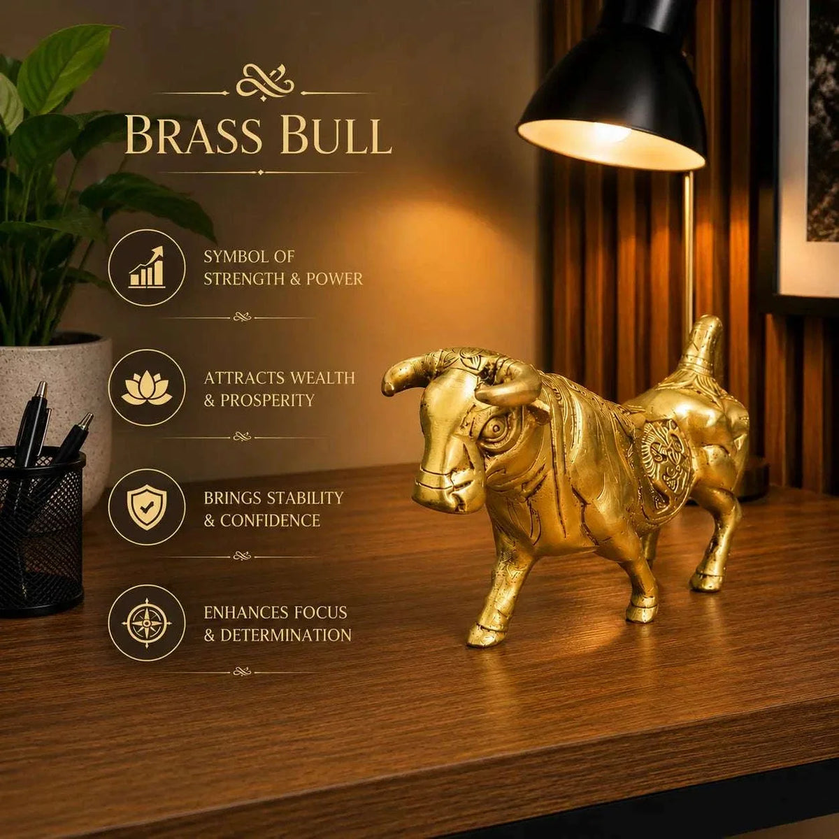 Brass Decorative Bull Statue (5 Inch)