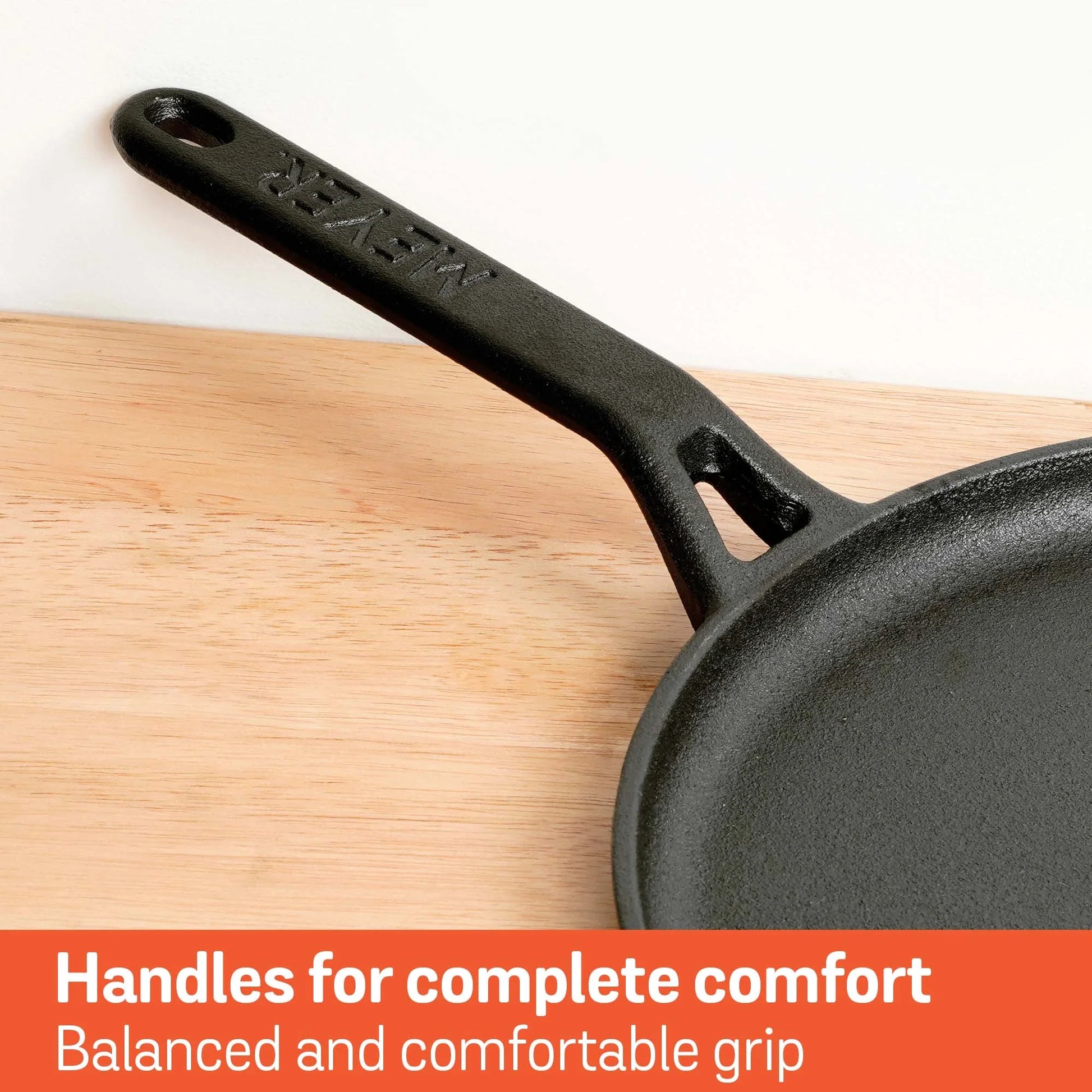 Meyer Pre-Seasoned Cast Iron 2pcs Set (20cm Frypan/Skillet + 28cm Flat Dosa Tawa)