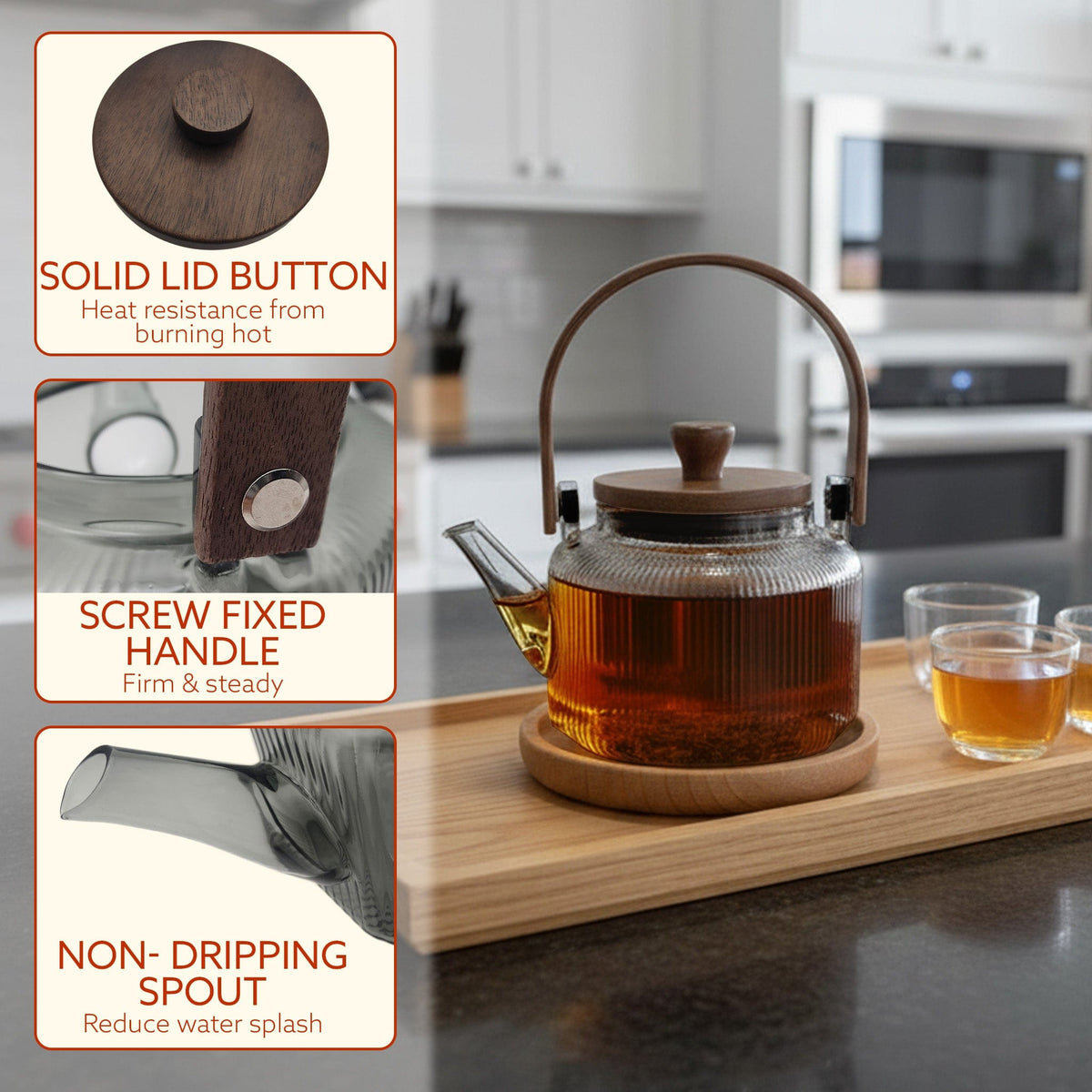 AGARO Elite 600ml Borosilicate Glass Kettle | Heat Resistant, Stovetop & Microwave Safe, Durable Clear Glass for Tea, Co