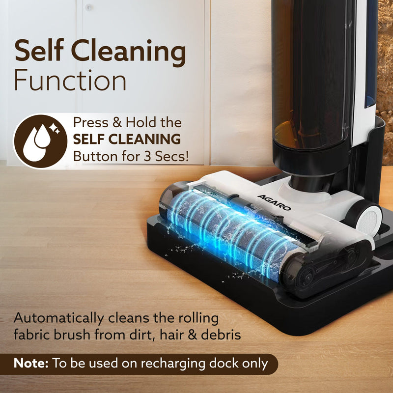 AGARO Royal Mop & Vacuum Cleaner, Lightweight Cordless Cleaner for Multi-Surface Hard Floor, Brushless Motor, Smart Disp