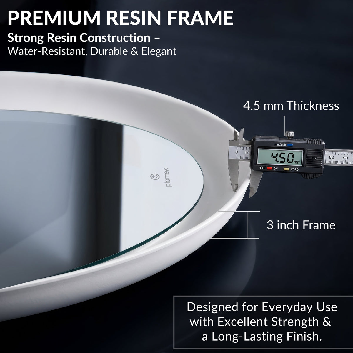 Plantex Resin Frame LED Bathroom Mirror/Designer Mirror for Living Room/Bathroom Mirror with LED Light/Dressing Room - Oval Shape (White, 32 x 24 Inch)-4