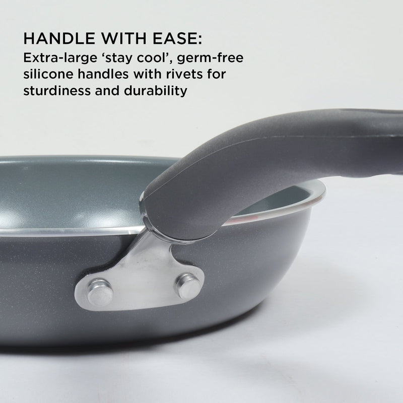 Meyer Anzen Ceramic Coated Cookware 3-Piece Set - 20cm Frypan + Wok/Kadai with Interchangeable Lid