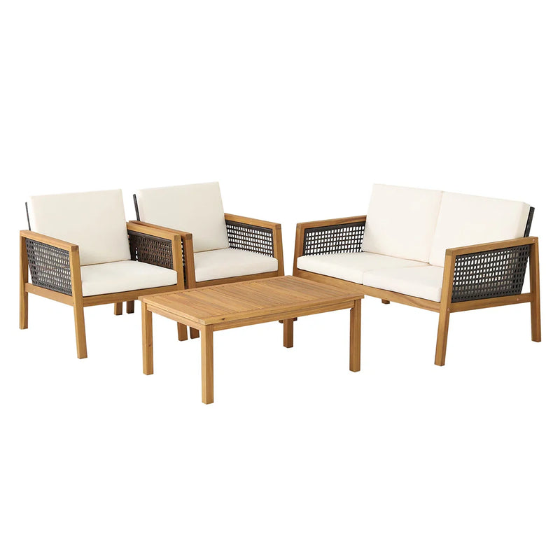Baaz Outdoor Garden Balcony Sofa Set 2 Double Seater, 4 Single seater 2 Double seater With 2 Center Table Set (Brown + White)
